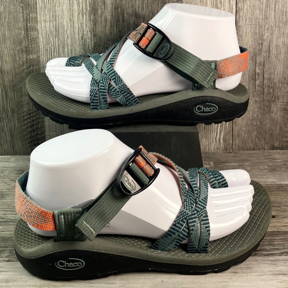 Chaco Z/Cloud 2 Womens 7 Sandals Blue Orange Strappy Toe Loop Hiking Shoes
